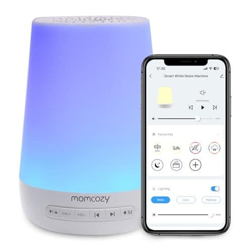 momcozy - Momcozy Machine à Bruit Blanc,Sommeil à Bruit Blanc Portable pour Bébé Adulte,White Noise Machine avec 34 Sons,DB03 Bebe Thérapie,White Noise Veilleuse 7 Couleurs,Contrôle APP