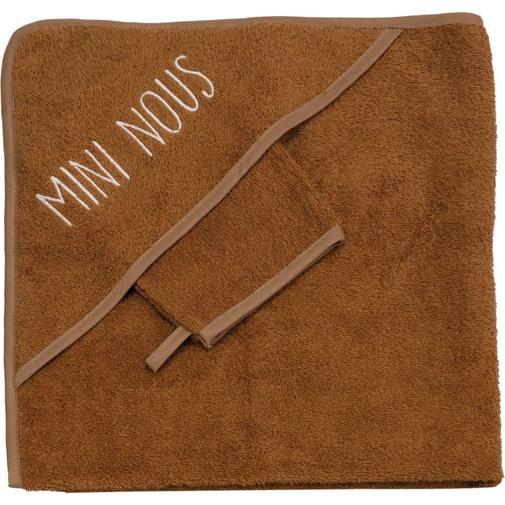 Trois Kilos Sept - Cape de bain + gant Mini nous Camel (70 x 70 cm)