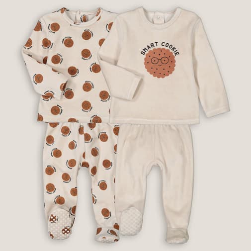 LA REDOUTE COLLECTIONS - Lot de 2 pyjamas 2 pièces velours, motif cookies