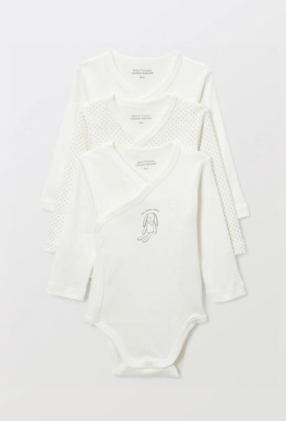 Bout'Chou - Lot de 3 bodies croisés manches longues imprimé en coton BIO GOTS