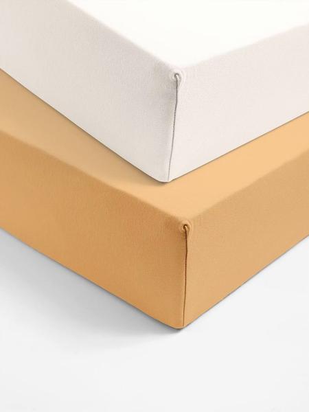 Vertbaudet - Lot de 2 draps-housses bébé en jersey extensible ocre