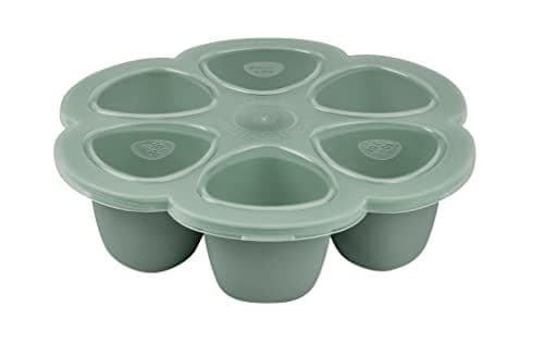 Béaba - BÃ‰ABA, Multiportions Silicone De Qualité Premium, Résistance Thermique Extrême, Four Et Micro-onde, 6 Alvéoles Indépendantes, Couvercle Hermétique, Fabriqué En Italie, 6x90 Ml, Sauge