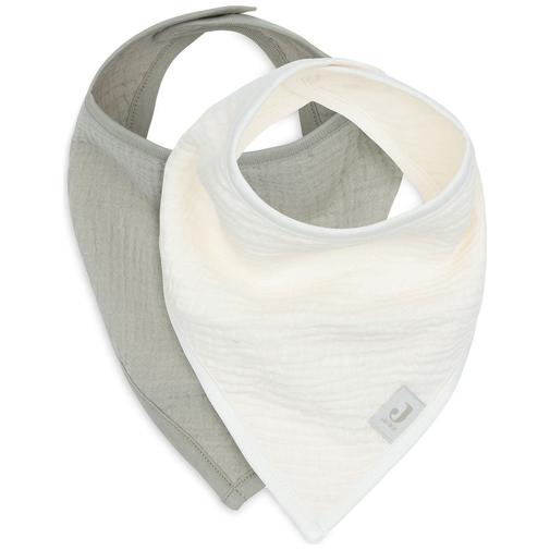 Jollein - Lot de 2 bavoirs bandana gaze de coton Olive Green-Oatmeal
