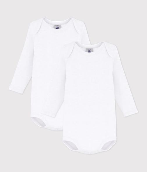 Petit Bateau - Lot de bodies manches longues bébé en coton