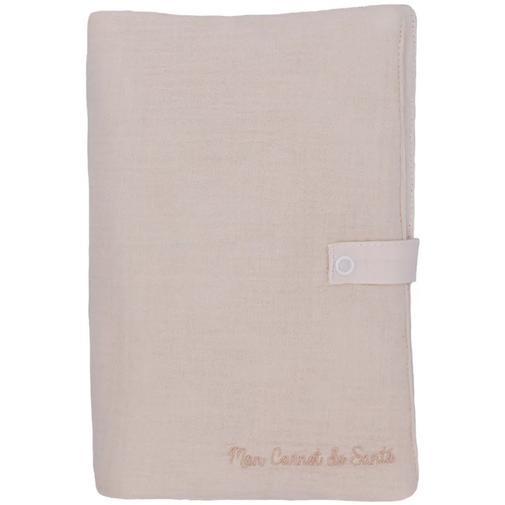 Bb&Co - Protège carnet de santé gaze de coton Mousse de lait