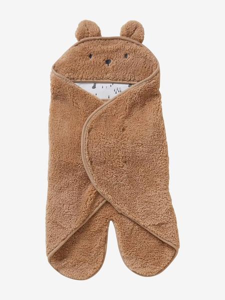 Vertbaudet - Plaid chancelière bébé en peluche, doublé jersey ourson