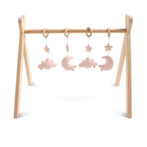 Sauthon - Arche D'éveil Bois Avec 4 Jouets - Uni Sauge Rose