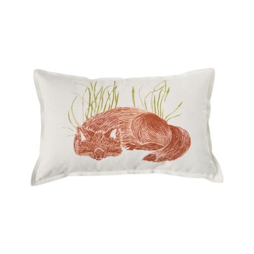 CAMIF - Coussin en coton blanc motif renard 30 x 50 cm