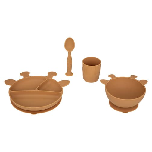 centrakor.com - Set repas bébé silicone girafe ocre - Centrakor