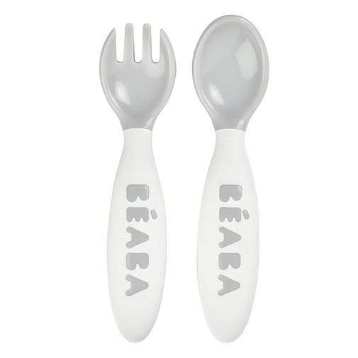 Béaba - Lot de 2 Couverts Ergonomiques 2ème Âge - Light Mist