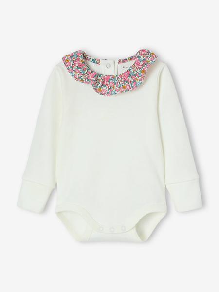 Envie De Fraise - Body bébé fille évolutif col en tissu Liberty personnalisable écru