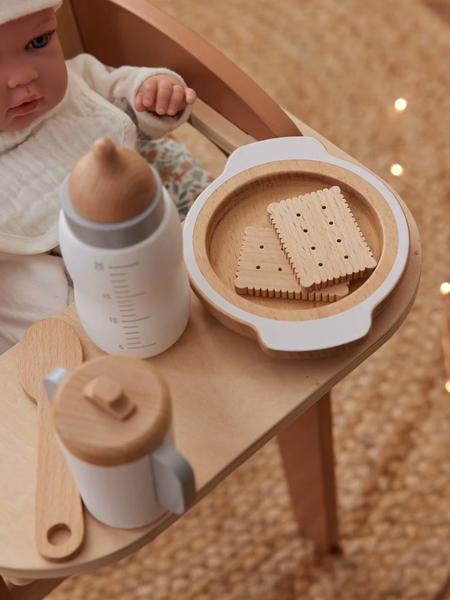 Vertbaudet - Set accessoires repas poupon en bois FSC® blanc