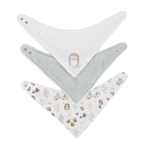 Maisons du Monde - Bavoirs bandana blanc, bleu et blanc imprimé forêt (x3)