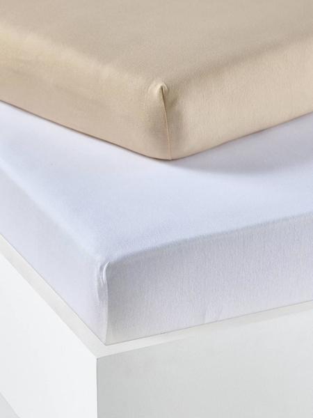 Vertbaudet - Lot de 2 draps-housses bébé en jersey extensible beige