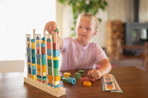 BS Toys - Tours À Empiler Bois Fsc - Jeu Apprentissage - Jouet En Bois Multicolore