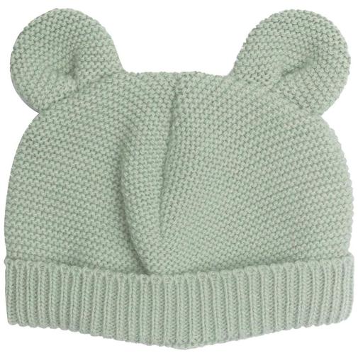 Trois Kilos Sept - Bonnet de naissance Ours en maille Vert Olive (0-1 mois)