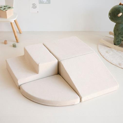 Petite Amélie - Petite Amélie | Jeu de construction en mousse | 4 blocs | Velours côtelé beige | Ensemble de motricité pour enfant | Doux et facile à entretenir