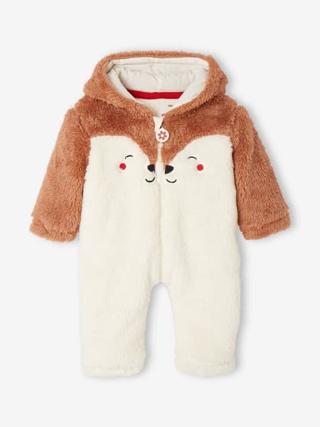 Vertbaudet - 1 mois Surpyjama bébé renne de Noël effet peluche noix de pécan - Vertbaudet