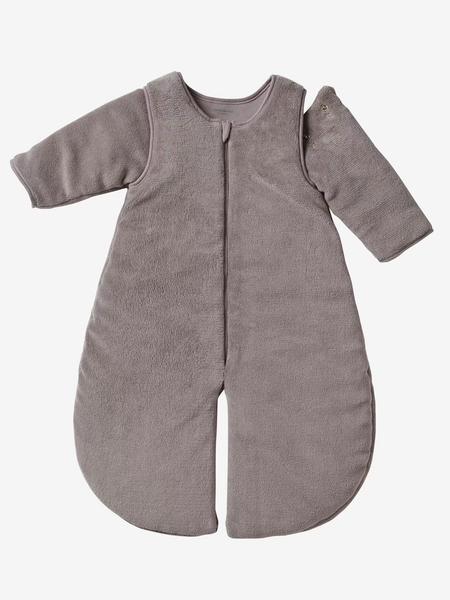 Vertbaudet - Combinaison de transport polaire microfibre, manches amovibles taupe
