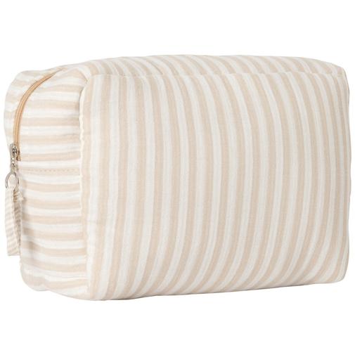 Bb&Co - Trousse de toilette gaze de coton beige rayé galet
