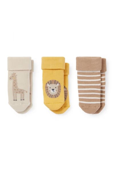 C&A Online Shop - Lot de 3 paires - safari - chaussettes pour nouveau-né à motif
