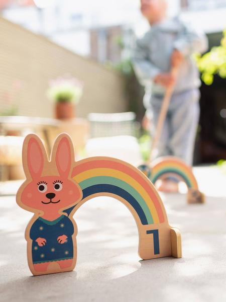 BS Toys - Set De Croquet Arc-en-ciel En Bois Fsc - Jeu Extérieur Pour Enfant Multicolore