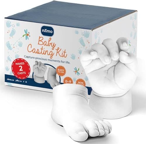 Niimo - Niimo® Kit de Moulage Main et Pied Bébé 3D - Non Irritant et Non Toxique avec 2 Sachets d’Alginate et 2 Sachets de Poudre de Moulage, Cadeau Souvenir Personnalisé, Capacité 2 Moulages