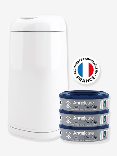 Angelcare - Starter pack poubelle à couches + 3 recharges Dress Up ANGELCARE blanc - Angelcare