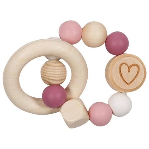 Goki - Hochet En Bois Et Silicone Rose