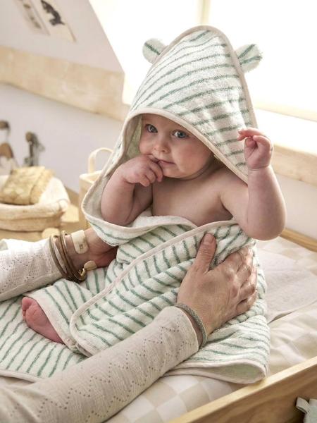 Vertbaudet - Cape de bain personnalisable et gant de toilette BIO vert sauge