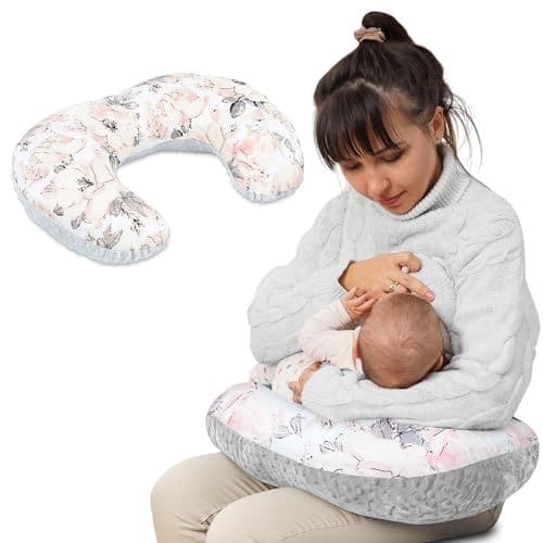 Totsy Baby - Totsy Baby Coussin d'allaitement Minky 130 x 45 cm - Petit écureuil d'allaitement pour Les déplacements Rose Sauvage Gris