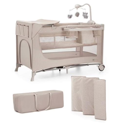 Kinderkraft - Lit Parapluie Joy 2 En 1 Avec Table À Langer, Niveau Réglable, Pliage Compact Et Sac De Transport Pratique Beige1