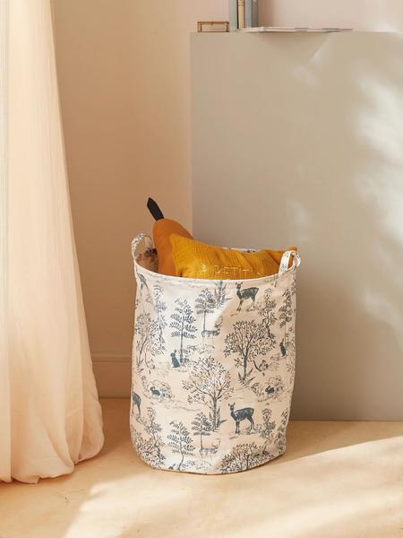 Cyrillus - Bac de rangement rond esprit toile de Jouy