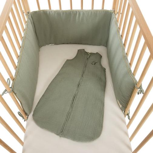 Prémaman - Tour de lit 3 pans en gaze de coton vert - Vert