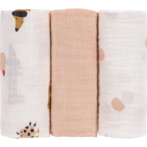 Lassig - Lot de 3 langes Little Mateys orange épicé (60 x 60 cm)