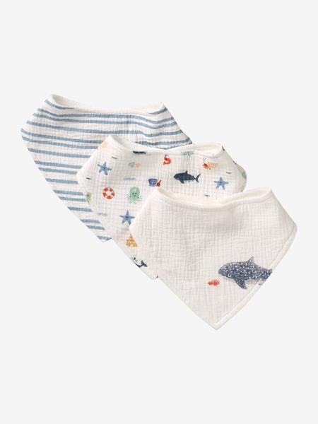 Vertbaudet - Lot 3 bavoirs bandanas en gaze de coton bord de mer