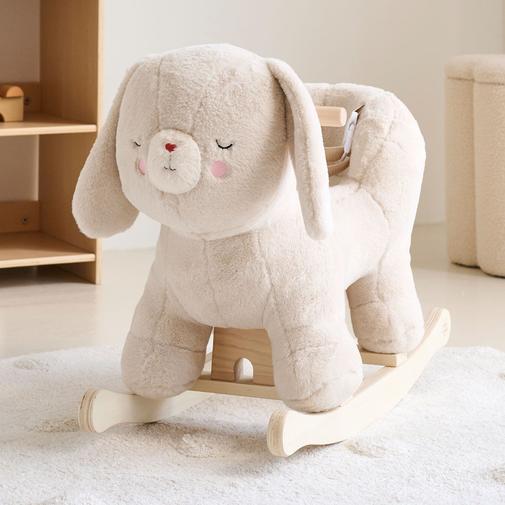 Petite Amélie - Petite Amélie | Cheval à bascule Lapi | Peluche lapin en bois FSC | Beige | Hauteur de siège 29 cm