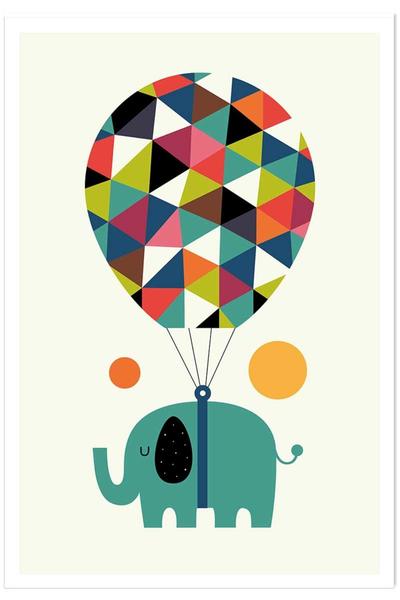 Hexoa - Affiche enfant hot air balloon jumbo sans cadre 30x45 cm