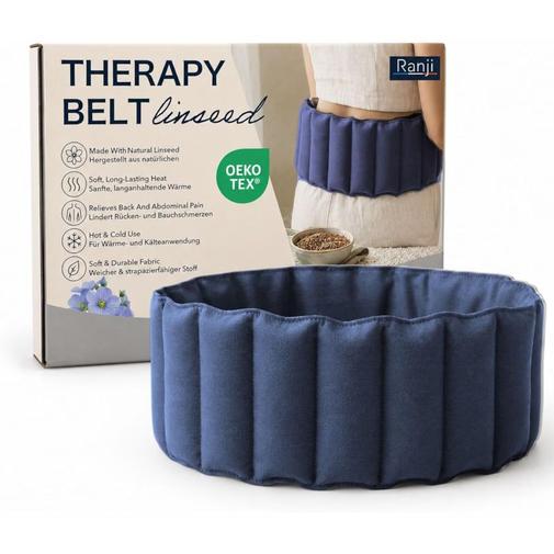 Ranji - Ranji bouillotte ceinture micro-ondes graines de lin ajustable 102 x 17 cm bleu