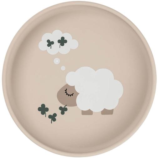 Done by deer - Assiette ventouse en silicone Tiny farm Sable