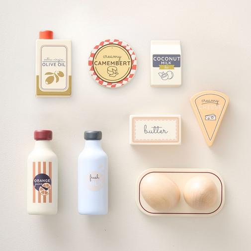 Petite Amélie - Petite Amélie | Set d'aliments en bois pour dinette | 10 pièces | Jeu d'imitation en bois naturel pour enfant | Motricité fine