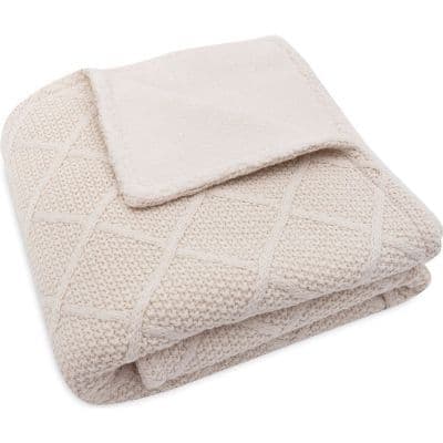 Jollein - Couverture en polaire Check Knit Oatmeal (100 x 150 cm)