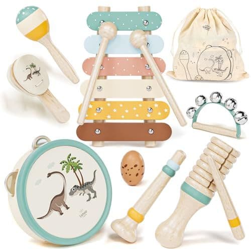 Lehoo Castle - Lehoo Castle Montessori Enfant Jouet Instrument de Musique 1 2 3 Ans, Bebe Cadeau Jeux Xylophone Musicaux en Bois, Bebe Jouet Cadeau Fille Garçons (8 in 1)