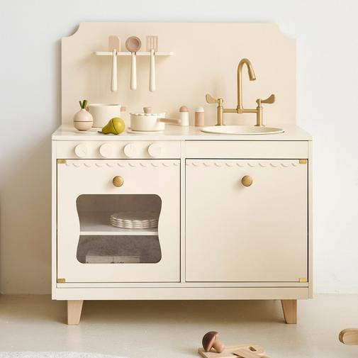 Petite Amélie - Petite Amélie | Cuisine en bois enfant Sorbier | Cuisine jouet avec 13 accessoires | Beige clair | Bois naturel robuste et durable
