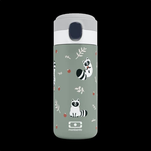 Monbento - MB Pop Racoon - La gourde isotherme Enfant - Raton Laveur - Vert