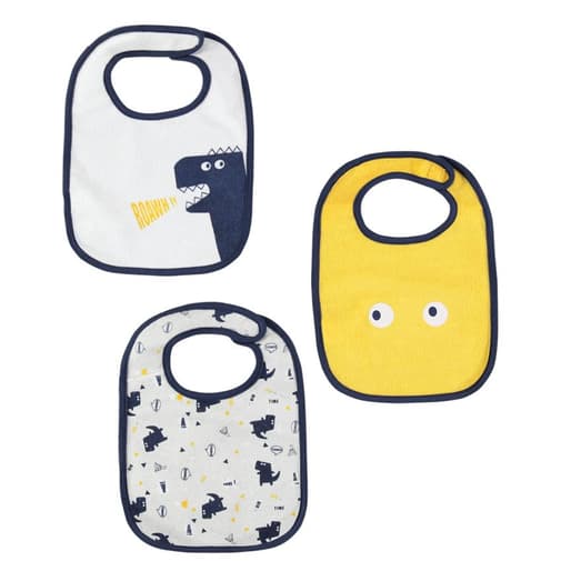 Prémaman - Lot de 3 bavoirs en coton dinosaures à scratch