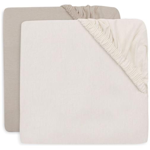 Jollein - Lot de 2 draps housses en jersey pour matelas de parc Oatmeal-Sand (75 x 95 cm)