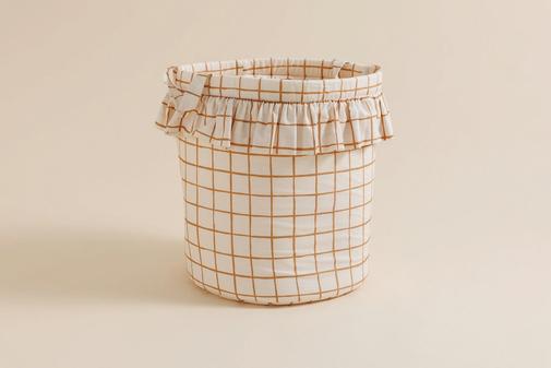 Mon Lit Cabane - - Maxi Panier de Rangement - Vichy Caramel - Camel