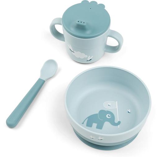 Done by deer - Coffret premier repas ventouse Foodie Elphee Bleu (3 pièces)