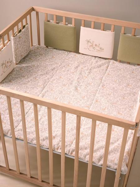 Vertbaudet - Tour de lit / tour de parc pare-chocs réversibles BABYLON beige imprimé